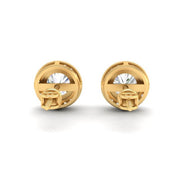 3Ct Round Cut Moissanite Halo Stud Earrings 14K Gold Plated Push Back